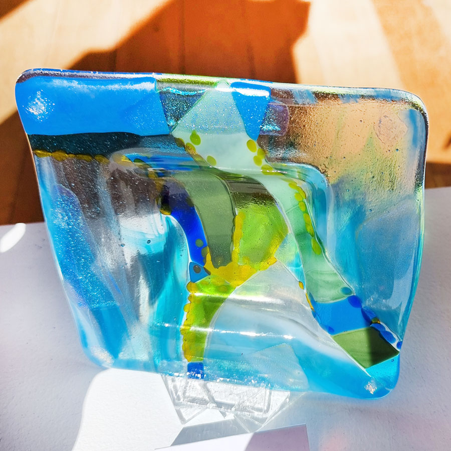 Blue Square Dish by Jan O'Highway